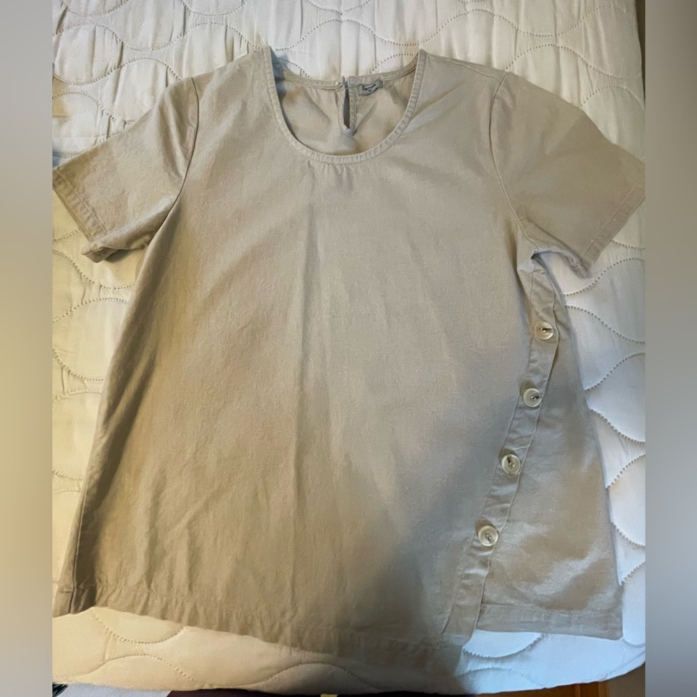 Linen/cotton short sleeve top, L, EUC